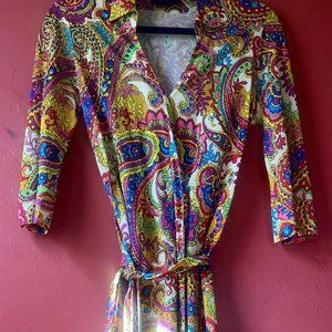 VINTAGE DOLCE AND GABANNA Paisley Wrap Dress 44 (S-M)